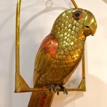 Large & Impressive Brass & Copper Parrot Sculpture by Sergio Bustamonte