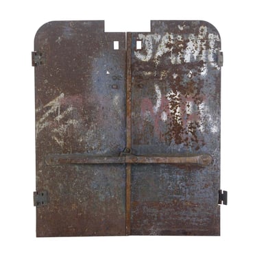Pair of Industrial Iron Furnace Double Doors 45.25 x 38.875