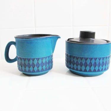60s Ceramano Keramic Cream and Sugar Set - Vintage West German Mid Century Sapphire Blue Pottery - MCM Kitchen - Best Friend Gift 