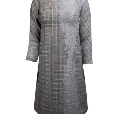 Carolina Herrera - Grey Plaid Wool Blend Dress Sz 2