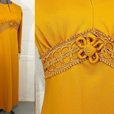 Vintage Mustard Yellow A-Line Maxi Dress 1960s Empire | Check Engine  Vintage - Washington, DC | ATTIC