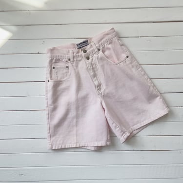 vintage jean shorts | 80s 90s vintage Nuovo County Seat pastel pink high waisted shorts 