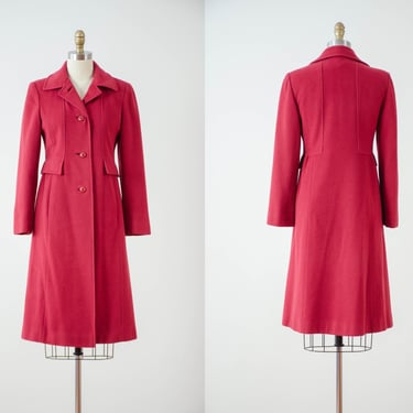 red cashmere coat | 60s 70s vintage dark red mod retro long warm winter coat 