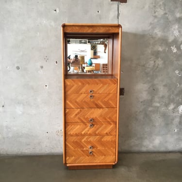 Vintage 1970's Oak Parquet Chest Of Drawers