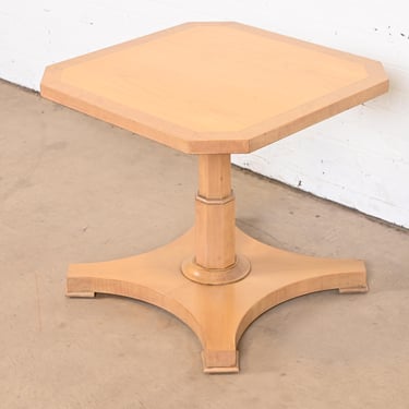 Baker Furniture Neoclassical Bleached Walnut Pedestal Tea Table