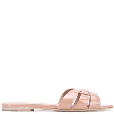 Saint Laurent Women Nu Pieds Tribute Leather Flat Sandals