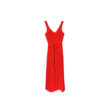 Vintag Red Criss-Cross Strap Maxi Polka Dot Dress 