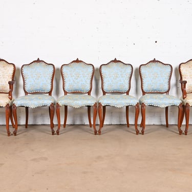 Romweber French Provincial Louis XV Carved Walnut Dining Chairs, Circa  1920s