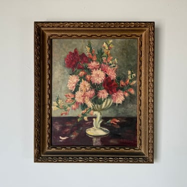 1960's B. Philips Floral Still Life Oil  Painting, Framed 