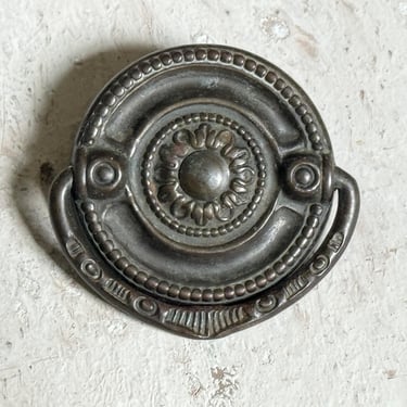 Round Drawer Pull, (More Available!) Vintage Victorian Stamped Metal Cabinet Pull, Furniture Hardware 