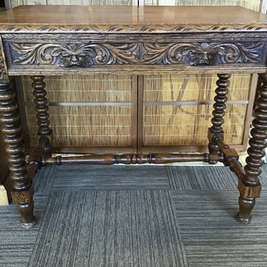 English Oak Green Man Writing Desk (Seattle)