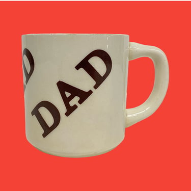 Vintage Dad Mug Retro 1970s Mid Century Modern + Cream + Brown + Ceramic + Fathers Day Gift + Birthday + Daddy + Father + Kitchen + Drinking 