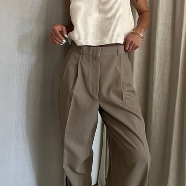 90s Taupe Wool Menswear Trouser