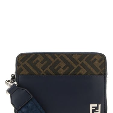 Fendi Men Embroidered Canvas Camera Crossbody Bag