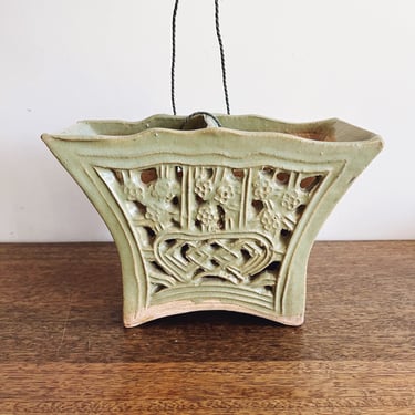 Vintage Ceramic Hanging Jade Planter 