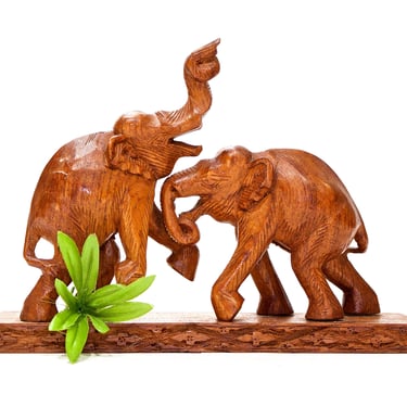 VINTAGE: African Hand Carved Wood Elephant Sculpture - African Elephant - SKU 22-B-00013272 