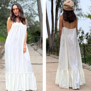 70s Ethereal silky Boho Goddess Maxi Dress designer S M open back 