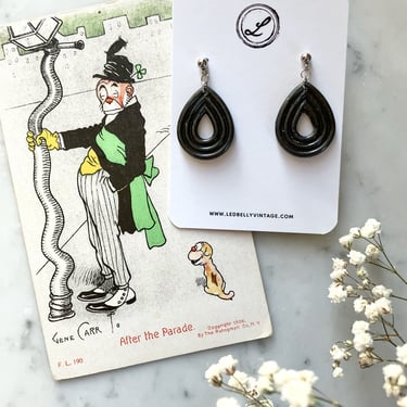 Black Pearl Resin Drop Earrings | Black Pearl Earrings | Black Earrings | Tear Drop Earrings | Vintage Style | Resin Earrings 