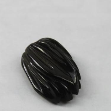 Bakelite Dress Fur Scarf Clip Black Carved 