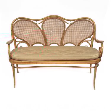 Stamped J&J Kohn Bentwood Settee w/ Custom Cushion