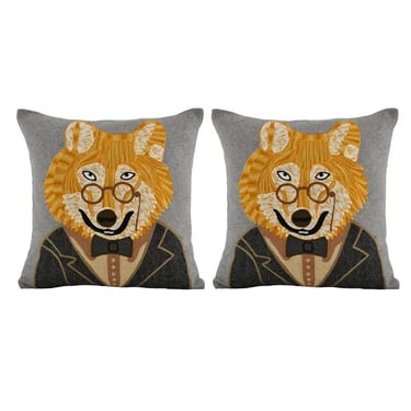 Mr Fox Chainstitched Pillow
