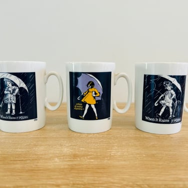 Vintage Morton Salt Coffee Mugs When It Rains, it Pours - Made in Japan - Set of 3 