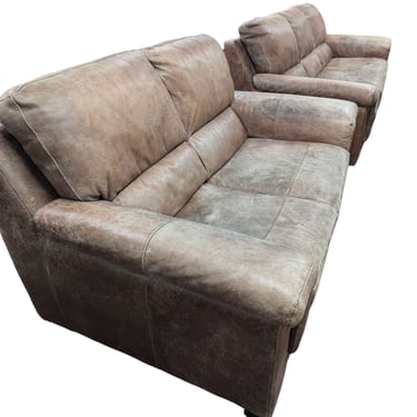 Brown Leather Couch & Loveseat Set