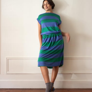 1980s Fine Knit Rugby Striped Ensemble 