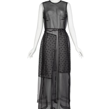 Comme des Garcons Vintage AW 1997 Black Sheer Tulle Polka Dot Paneled Dress