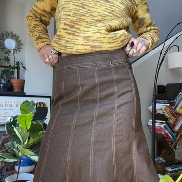 VTG 90s Brown Denim Skirt 