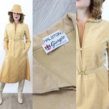 1970s 1972 HALSTON Giorgio Beverly Hills dress ultrasuede small | new winter 