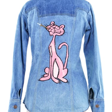 Pink Panther Embroidered Denim Shirt