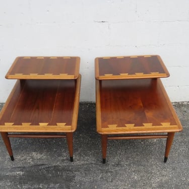Lane Mid Century Modern Acclaim Dovetailed Side End Lamp Tables a Pair 4937