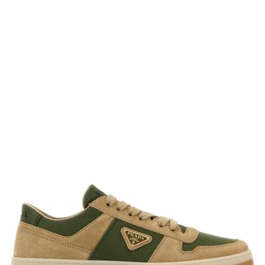 Prada Women Two-Tone Suede And Fabric Downtown Sneakers