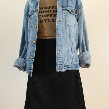 Vintage 90's Y2K Black Grunge Embossed Floral Mini Skirt by The Limited - Size 4 