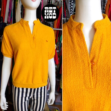 Cool Vintage 70s 80s Golden Yellow Terrycloth Top 