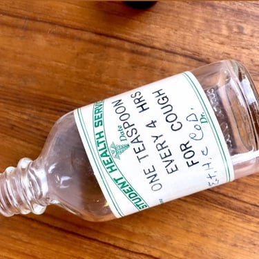 Vintage Medicine Bottle Cough Syrup | Hand Concocted Tincture School Nurse Supply | RARE! 