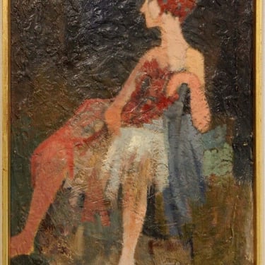 Janis Wagoner Modern Female Figurative Signed Oil Painting on Canvas Framed 