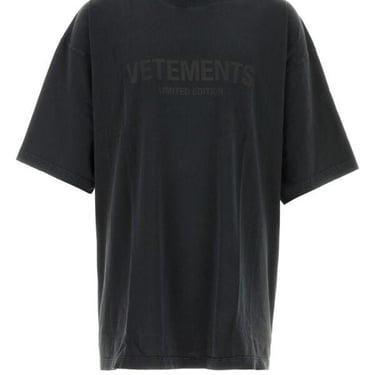 Vetements Man Black Cotton Oversize T-Shirt