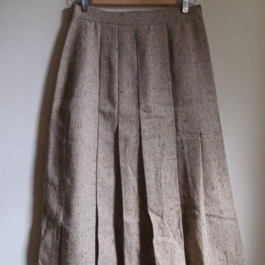 80s Wool Tweed Pleated Skirt M L 29 Waist 