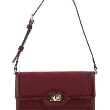 Gucci Women Mini Borsa A Spalla Con Chiusura A Girello In Gg Canvas Rosso Ancora Donna