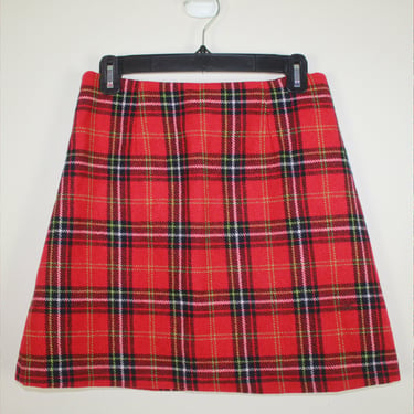 Vintage 1990s Plaid Mini Skirt, Size Small 