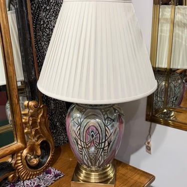 FREDERICK COOPER CERAMIC & BRASS LAMP W/METALLIC ACCENTS | 19" H (TOP OF SOCKET) X 10" W