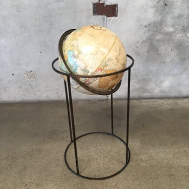 Mid Century Solid Brass Reploge Floor Globe