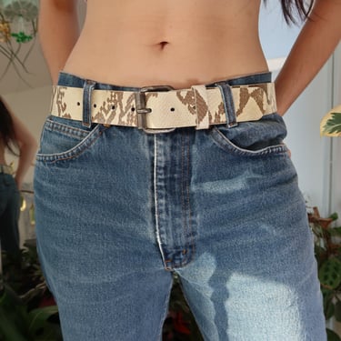 Vintage Snakeskin Printed Leather(?) Belt