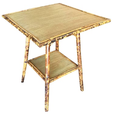 Restored Aesthetic Movement Tiger Bamboo Pedestal Side Drink Table 