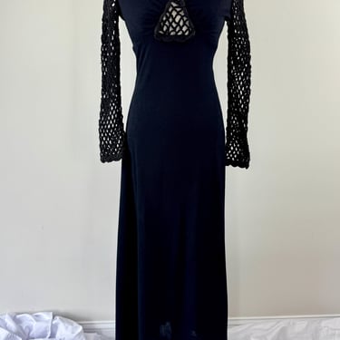 1970s Mr. Boots Long Dress with Crochet 