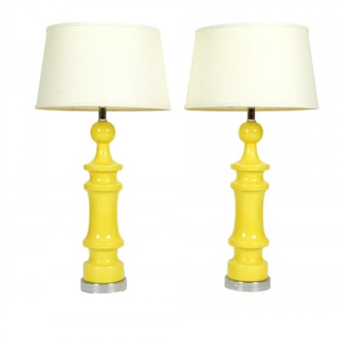 Pair of 1970s Yellow Lamps