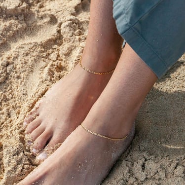 Gold Curb Chain Anklet - Kalena, Gold Anklet, Gold Chain Anklet, Gold Filled Anklet, Classic Curb Chain Anklet,Hawaii Anklet 