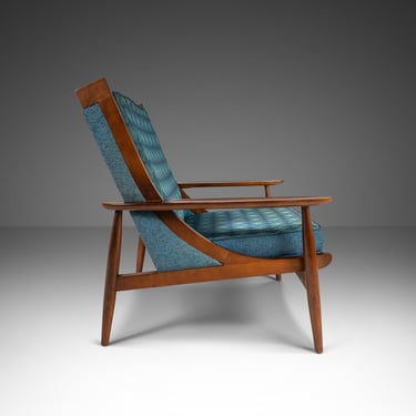 Mid Century Modern Lounge Chair in Walnut & Original Fabric, USA, c. 1950s 